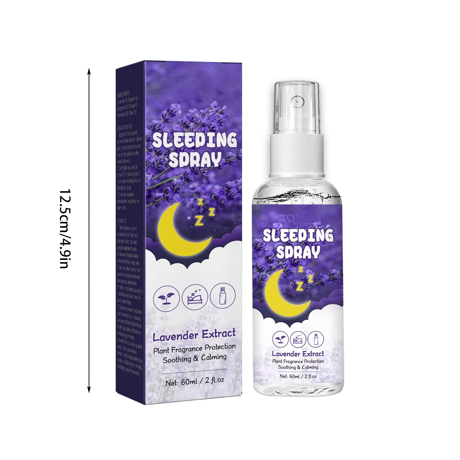 Lavender Sleep Spray Relieves Anxiety, Relax Mind And Body, Help Sleep Sleeping Aid Spray Soothes The Mood, 60ml