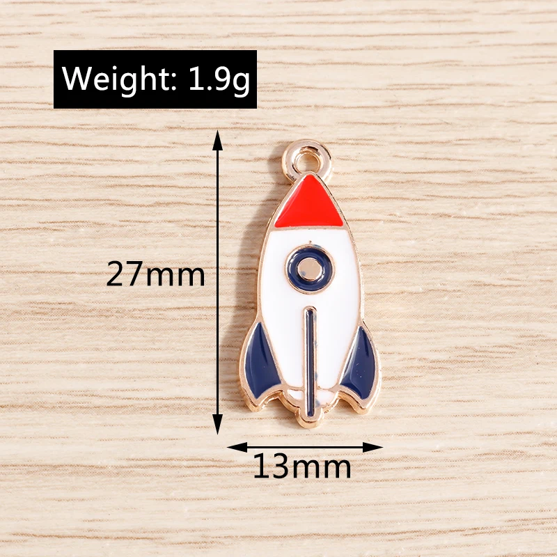 10pcs 13x27mm Cute Enamel Rocket Charms for Drop Earrings Pendant Necklace Bracelets DIY Handmade Jewelry Making Accessories