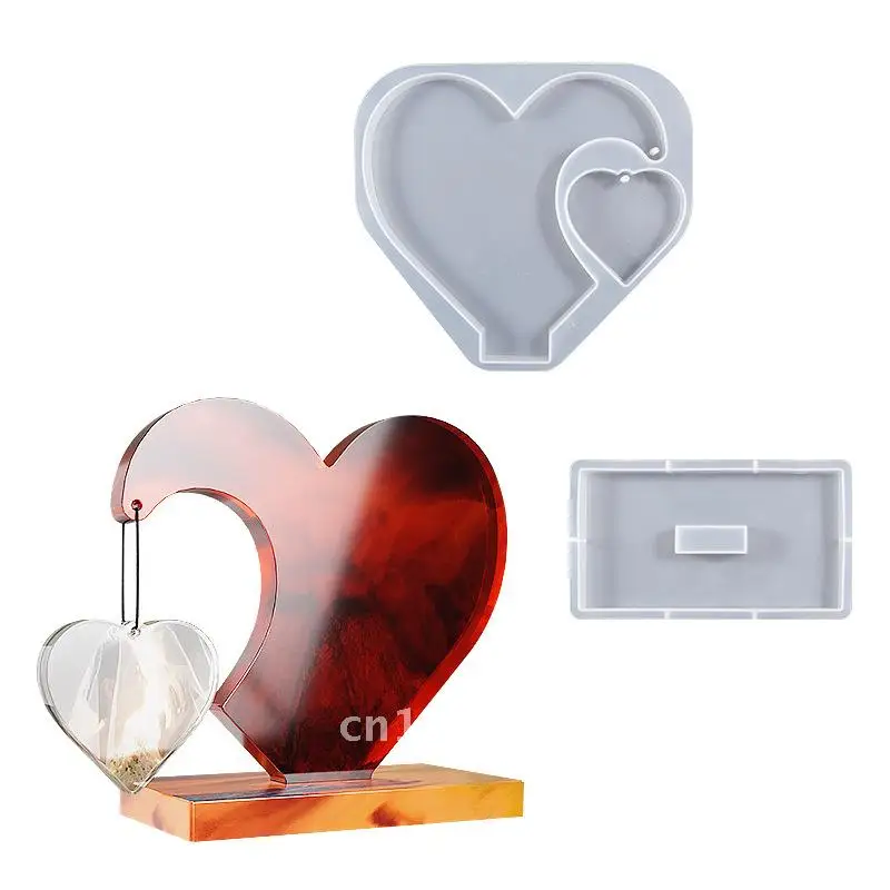 

DIY Crystal Glue Dropping Size Love Photo Frame Desktop Ornaments Mold Love Hanging Table Base Silicone Mold