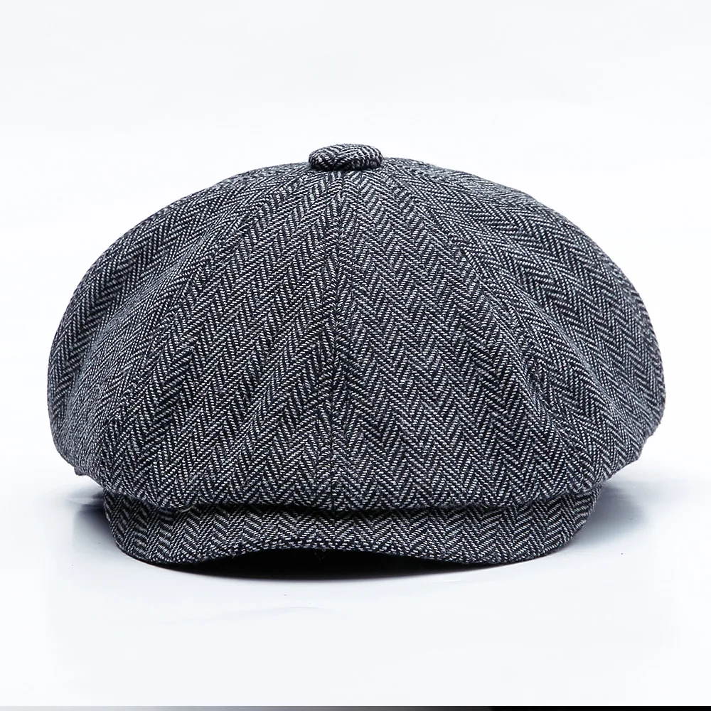 British Newsboy Caps Men Retro Octagonal Hat Women Autumn Winter Detective Cabbie Beret Hat Herringbone Tweed Driver Flat Cap