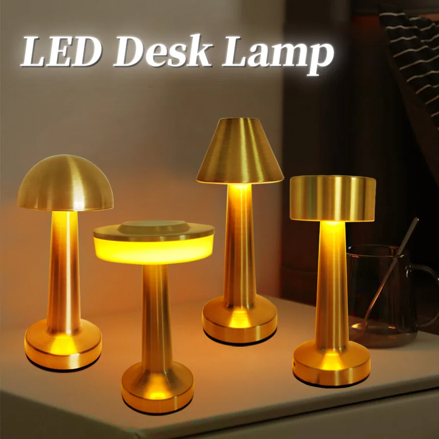 

Rechargeable Touch LED Table Lamp Retro Metal Desk Light For Bar Bedroom Restaurant Coffee Desktop Atmosphere Decor Lighting