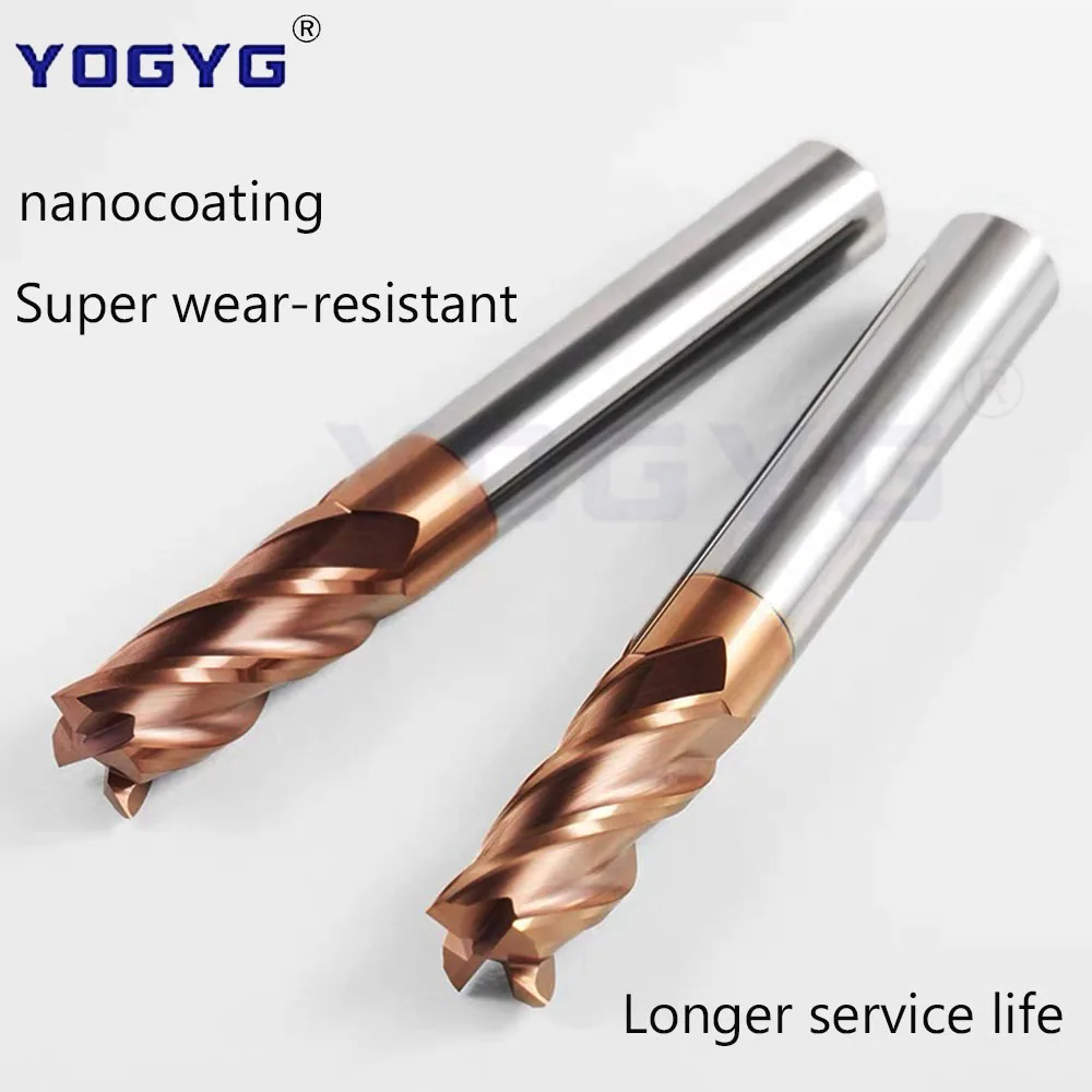 HRC58 Alloy Coating Tungsten Steel Carbide Milling Cutter CNC Machine Machining Flat Endmill Tools 4-Flutes 1.0-25.0mm 200L 250L