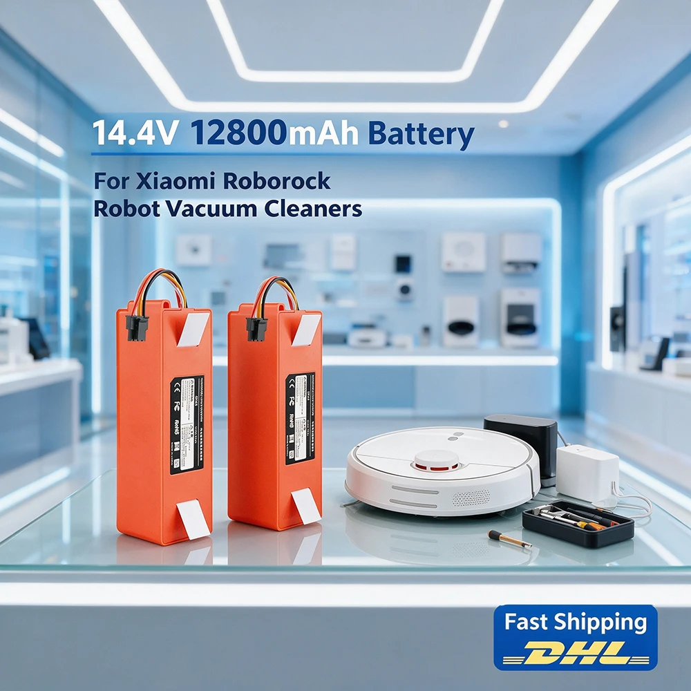 Replacement Battery for Xiaomi Roborock Robotic Vacuum Cleaner, S55, S60, S65, S50, S51, S5 MAX, S6 Parts 14.4V 12800mAh Battery