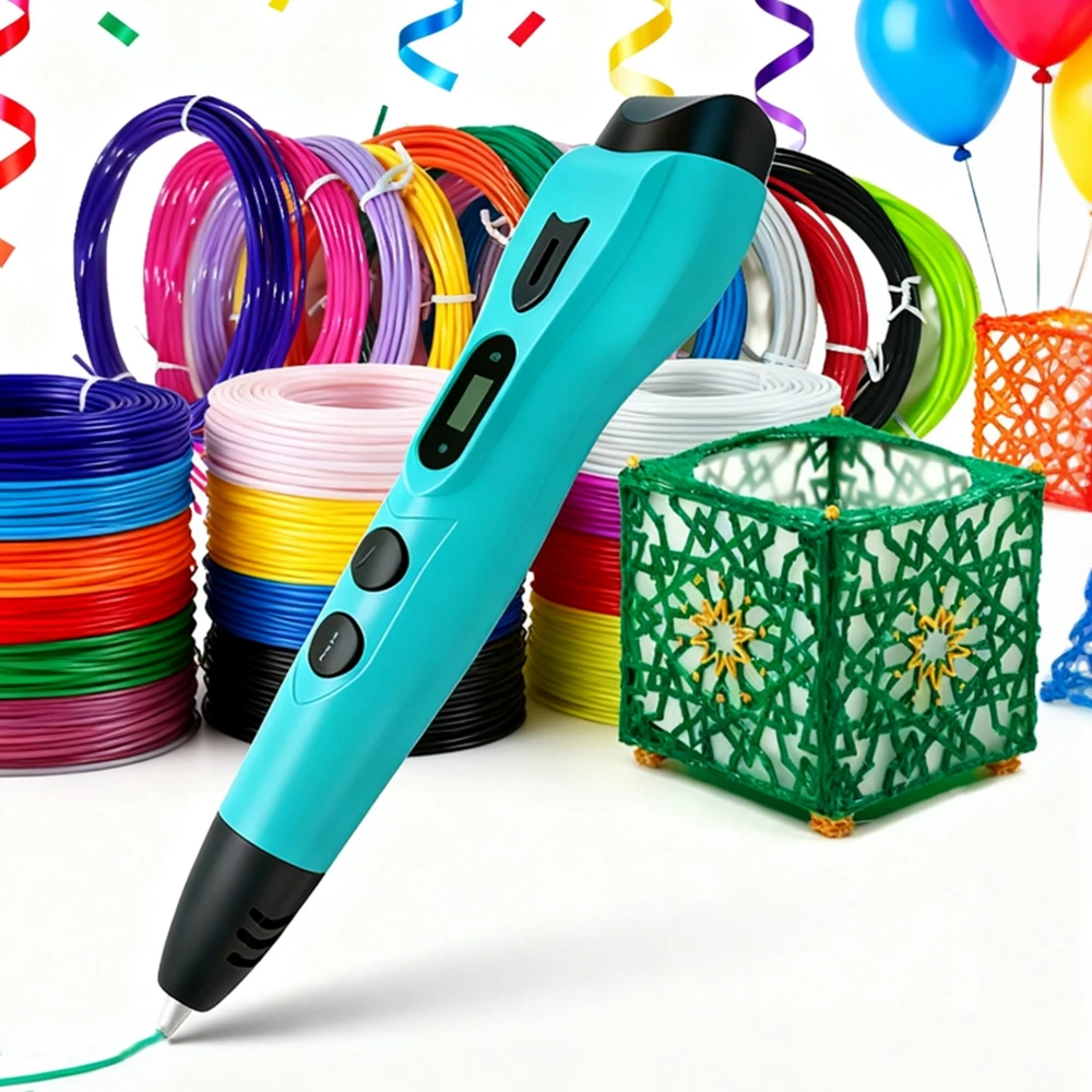 Upgraded 3D Printing Pen PLA ABS Filaments LCD Display with PLA Filament for Kids Child's Birthday Christmas Creative DIY Gift