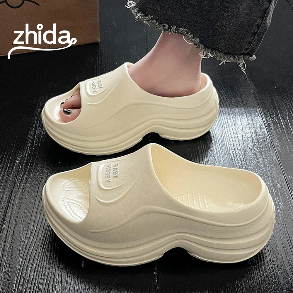 

ZHIDA Summer Flip Flops Women Fashion Platform High Heel Slides Shoes Soft EVA Couple Slippers Outdoor Casual Beach Sandals