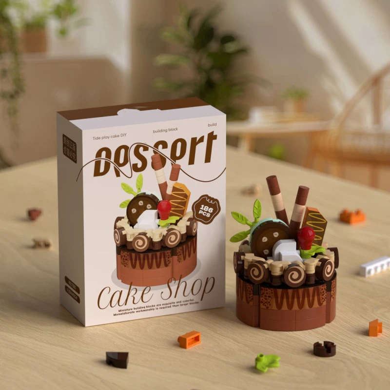 เค้ก Constructor บล็อกตกแต่งบ้านช่อดอกไม้อาหาร Candy Building Block ของเล่นประกอบของเล่นของขวัญวันเกิดสําหรับเด็กสาวผู้ใหญ่