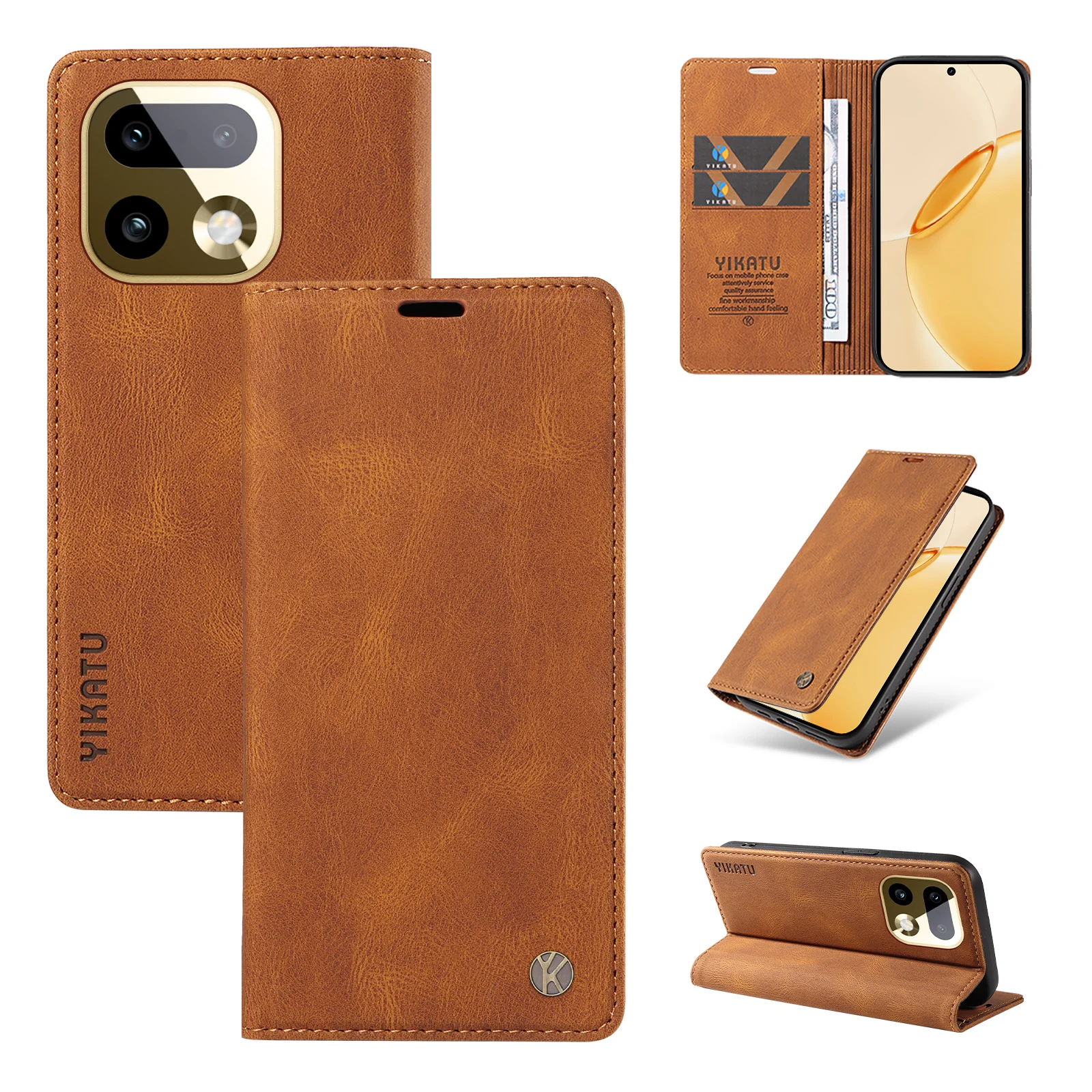 Leather Magnetic Flip Case for Realme 14 14T 14X 15 15X 15T 16 Note 70 C100 C85 C83 Pro Plus Wallet Card Holder Book Cover - view 2
