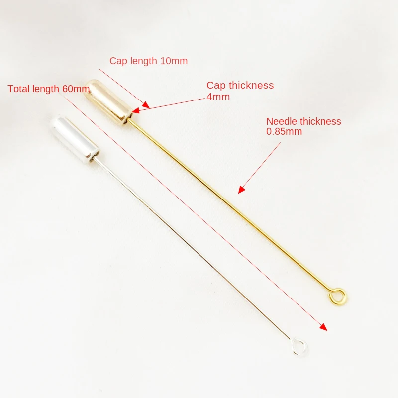 10 Pcs 60mm Long Copper Wrapped Gold and Silver 9-shaped Brooch with Silica Gel Plug DIY Hand-made Jewelry Accessories Materials