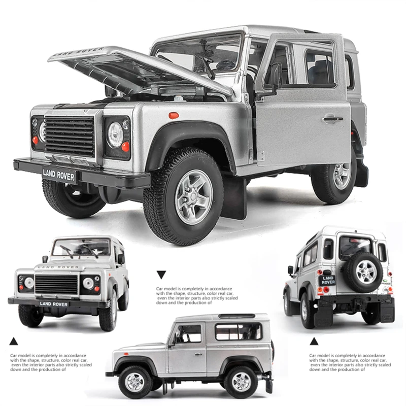 WELLY 1:24 Land Rover Defender Alloy Car Model Diecasts & Toy Metal Off-road Vehicles Car Model Simulation Collection Kids Gifts