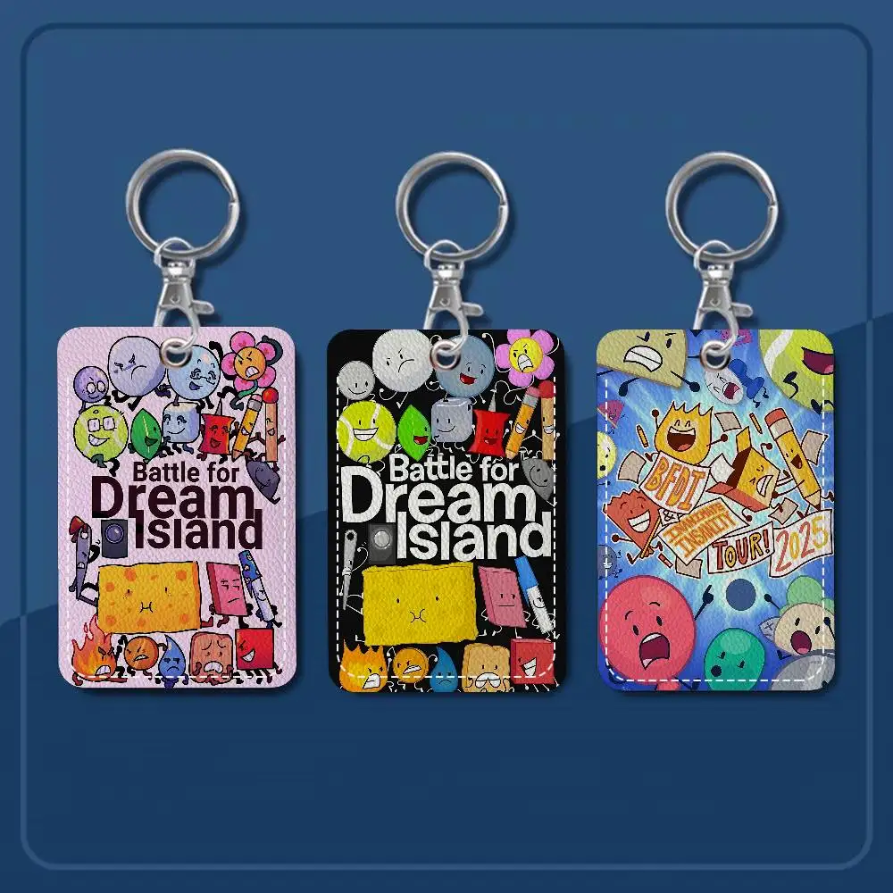 

BFDI Battle For Dream Island Game 1Pc Access Card Case Leather Card Holder Keychain Key Ring Door Access Tags Case Keychain