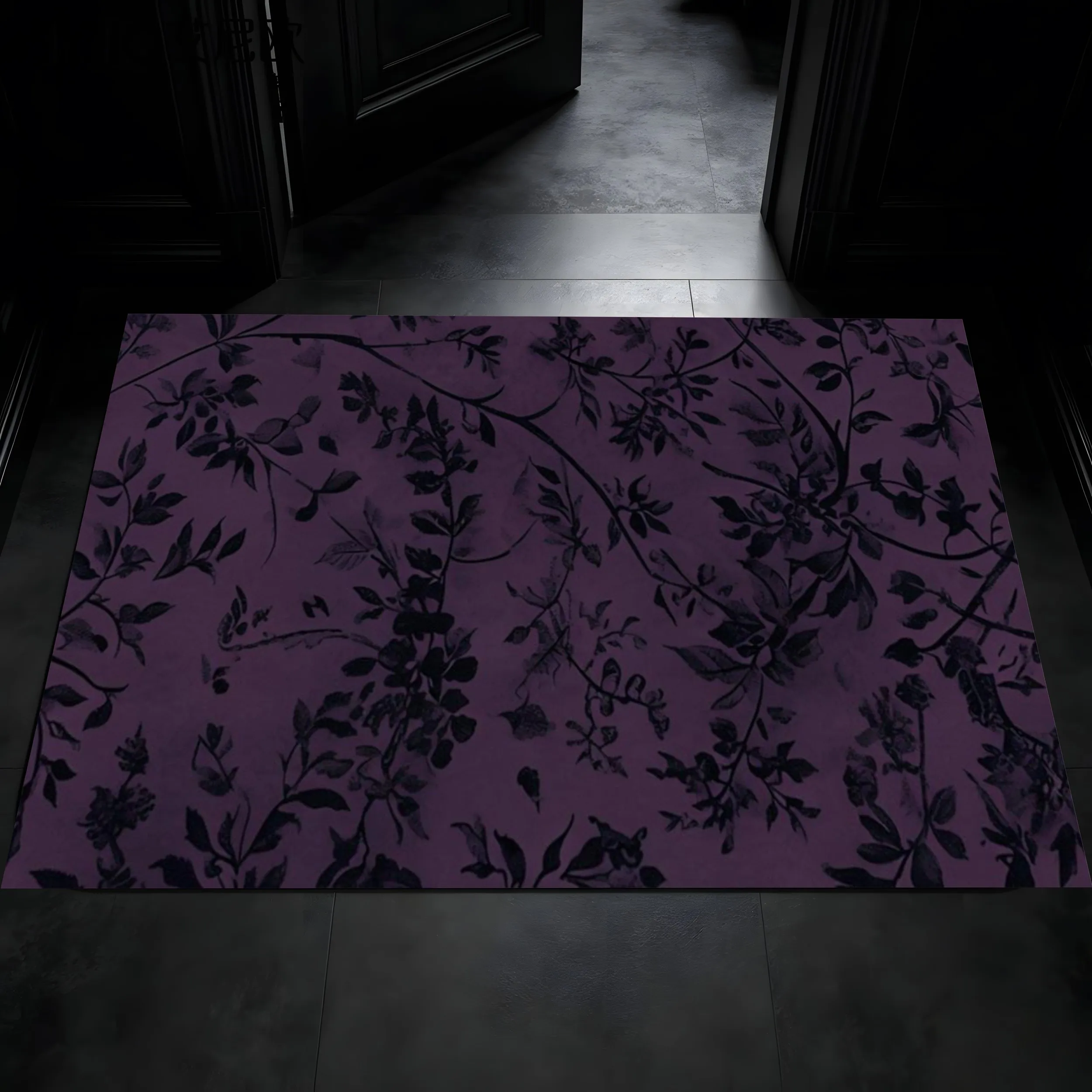 2D Large Carpet with Ghostly Pumpkin and Floral Patterns Cute Childlike Soft Fresh and Joyful Halloween Atmosphere