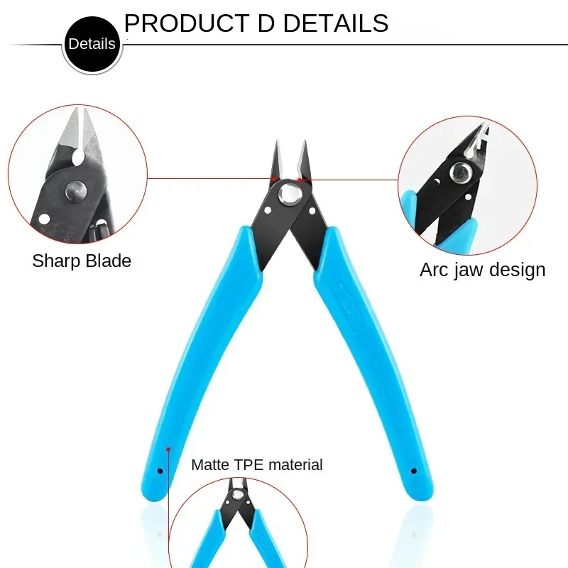 New 170 Oblique Pliers High Hardness and Strong Blade Sharp Gundam Model Water Mouth Pliers Stainless Steel Wire Cutter 1PC