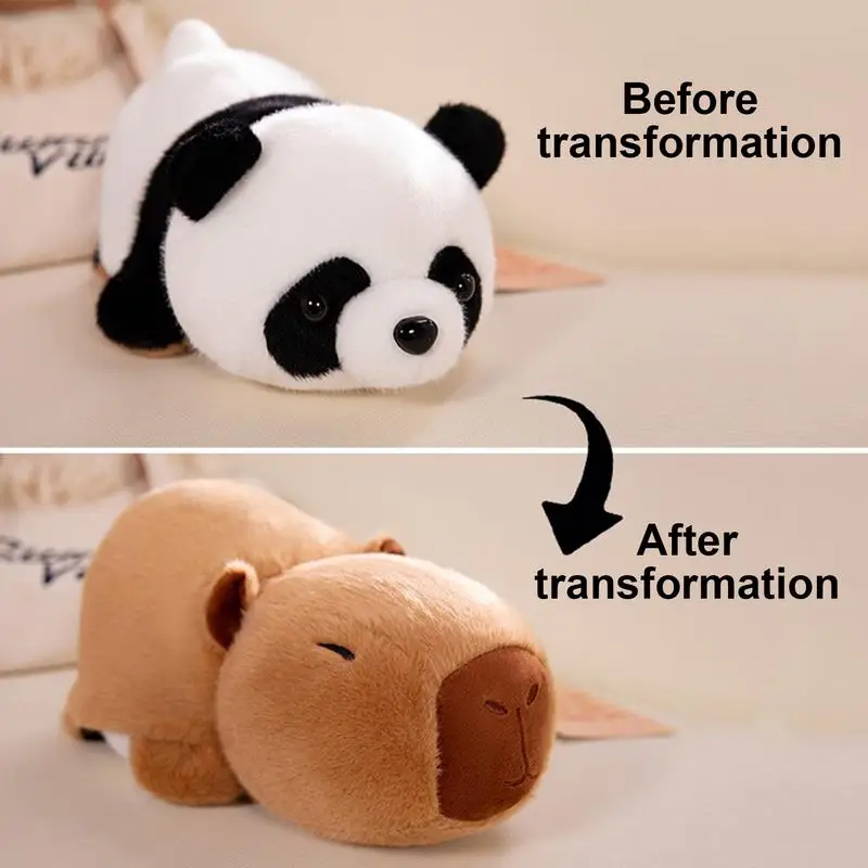 Almofada Recheada Panda, Criativa e Reversível, Boneca Confortável, Abraçando Suave, Peluches Decorativos, Capivara 13.4"