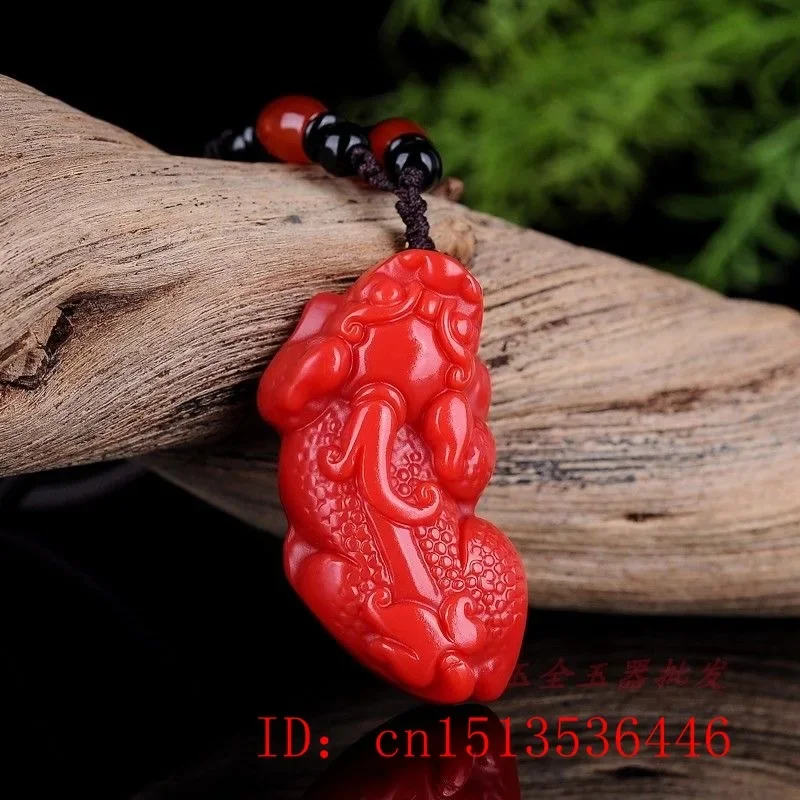 Red Jade Pixiu Pendant Jewelry Amulet Gifts Gemstone Carved Charm Natural Necklace Fashion Chinese Jade Jadeite Sweater Chain