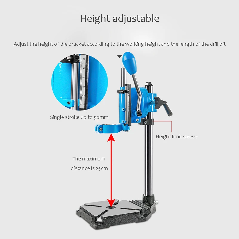 

90 Angle Rotate Collet Workstation Stand Drill Stand Guide Drill Stand Holder Cast Iron Base Rotatable Workstation Stand