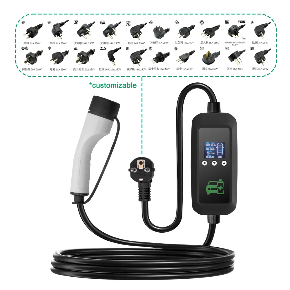 Custom E-mingze factory new 3.5KW/16A electric vehicle charging station Type 2 electric vehicle fast charging portable charging