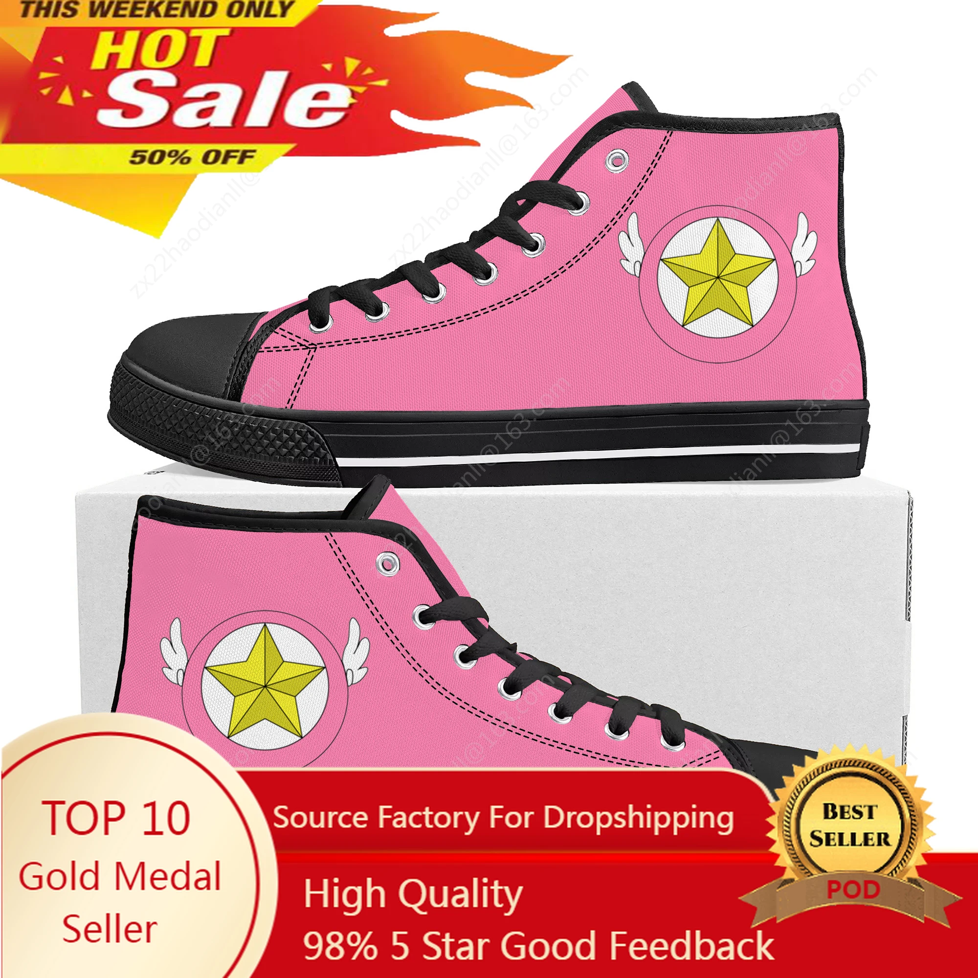 

Hot Anime Cardcaptor Sakura High Top Sneakers Mens Womens Teenager High Quality Canvas Sneaker Casual Couple Shoes Custom Shoe