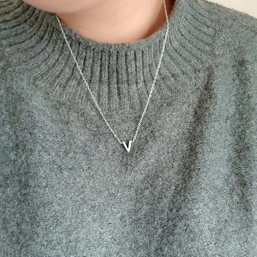 Cazador Alphabet Initial A-Z Letter Necklace for Women Stainless Steel Minimalist Jewelry Choker Chain Birthday Anniversary Gift view 3