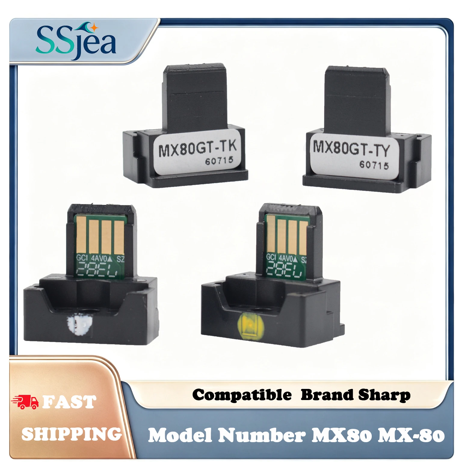 Compatible replacement toner chip 1Set MX80, reset chip, suitable for Sharp MX-7081, MX-8081, MX7081, MX8081, MX80NT, MX80GT, MX