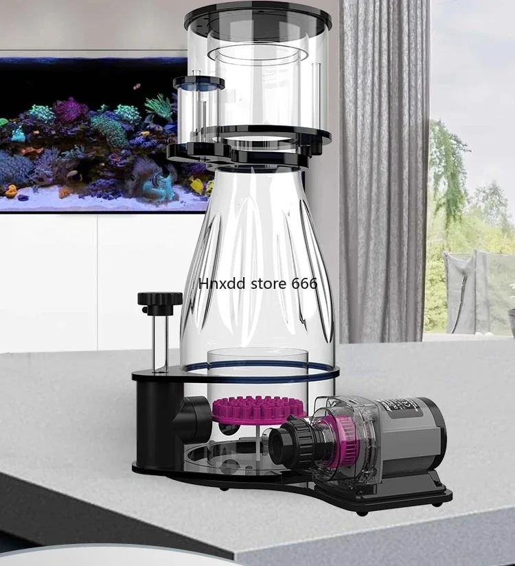 Filter quietly skims out organic waste from seawater fish tanks