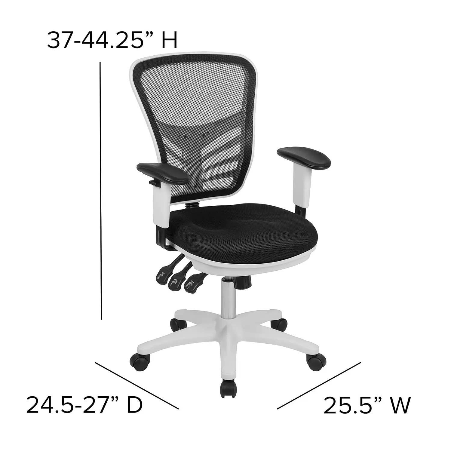Mid-Back Mesh Ergonomic Office Chair Adjustable Arms Black, Customized