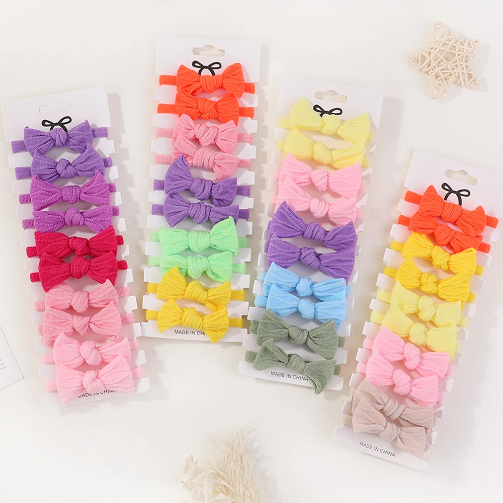 10Pcs Baby Girls Headband Toddler Soft Bow Hair Ring Rope Elastic Rubber Bands Accessories For Kids Ponytail Holder Headdress