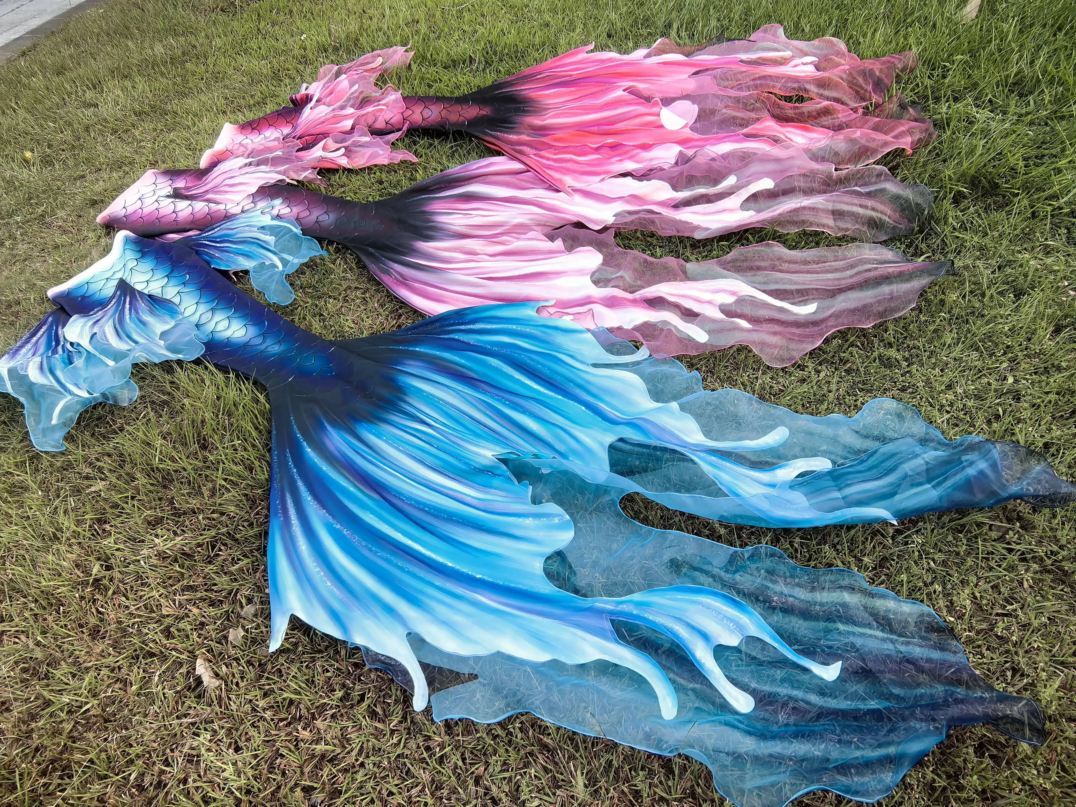 YUNER اليدوية المخصصة حورية البحر ذيل كبير ملابس السباحة المحيط اطلاق النار الكي بالإضافة إلى ذيل حورية البحر الغزل