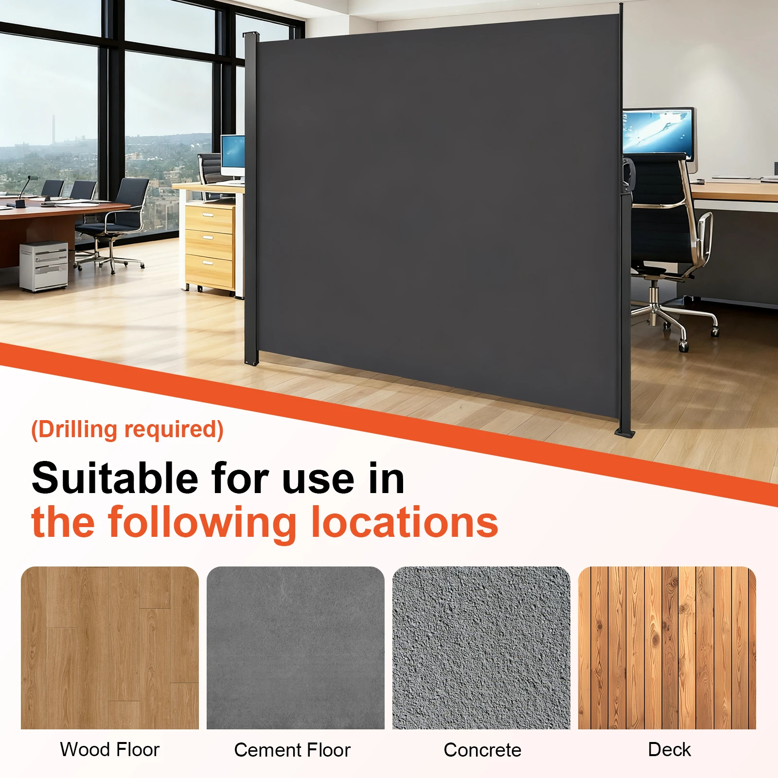 مظلة مزدوجة الجانب مقاومة للمطر، مظلة مقاومة للأشعة فوق البنفسجية، شاشة خصوصية قابلة للطي، سهلة التركيب لحمامات السفينة في الفناء باللون الرمادي #3