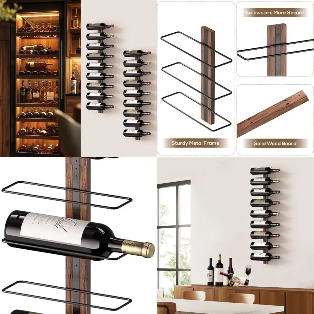 

Установленная деревянная полка для вина на 9, бутылки — витрина для кухни, столовой и бара
