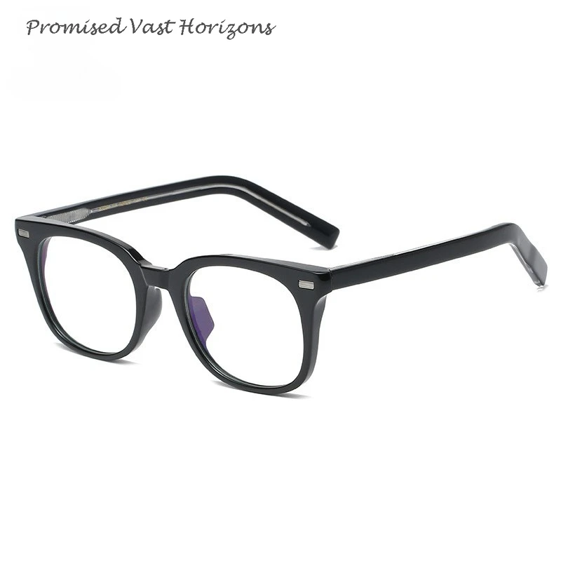 Корейская квадратная заклепка TR90, большая передняя игла внутри, регулируемые ацетатные дужки, блокирующая синий свет, плоские линзы, оправа для очков