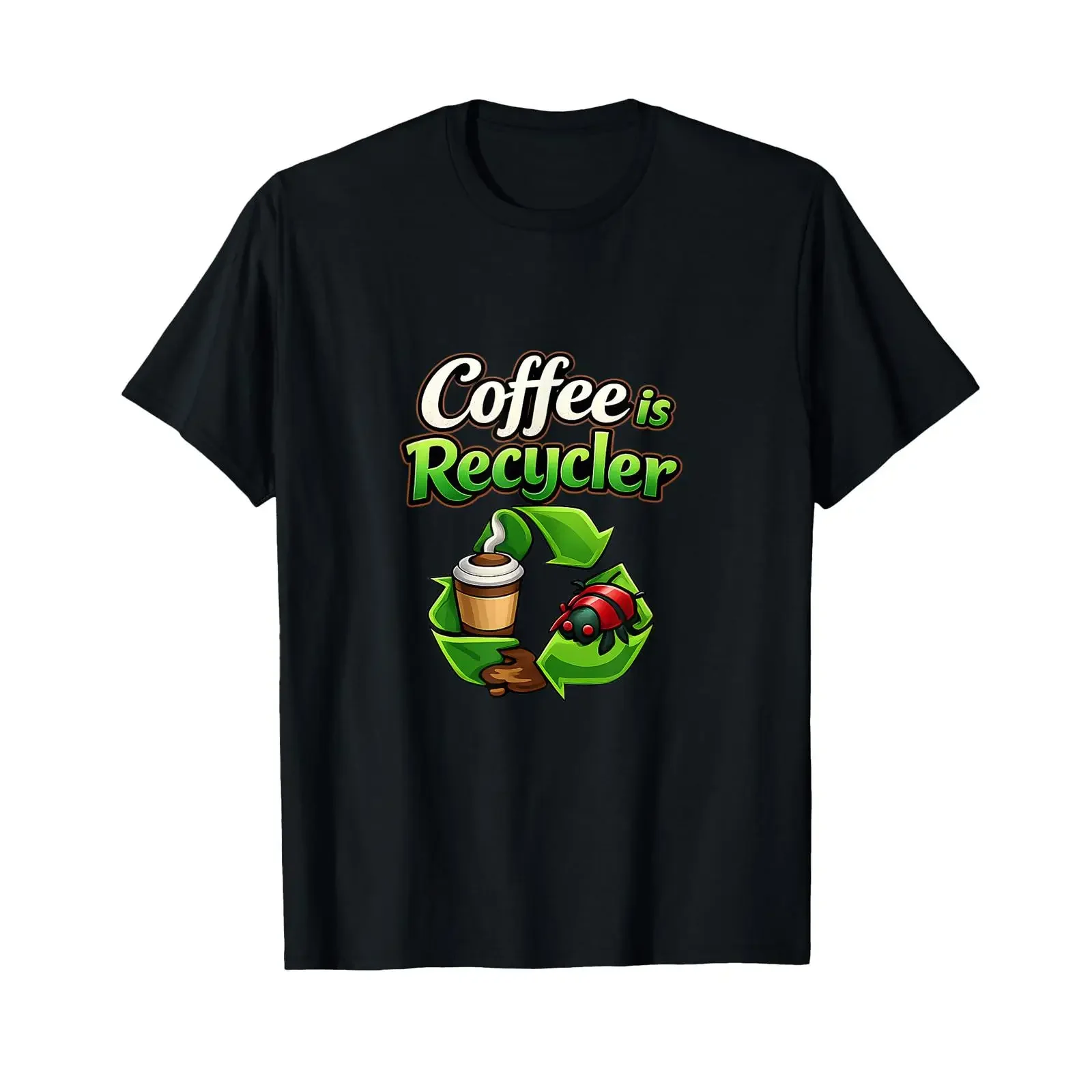 Coffee is Recycler Debugging Humor Recycling Symbol T Shirt vintage Washed Comfortable homme streetwear Top For Everyday Wear