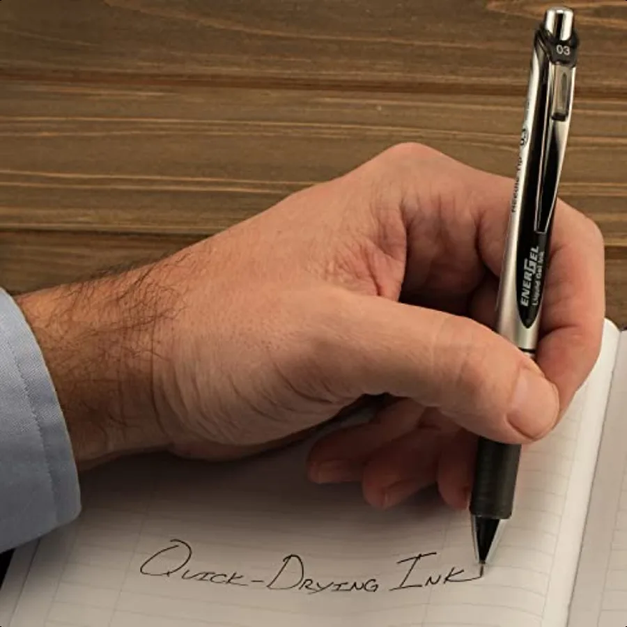 Pentel EnerGel RTX Retractable Liquid Gel Pen 0.m Needle Tip Extra Fine Line Black Ink 2 Pack