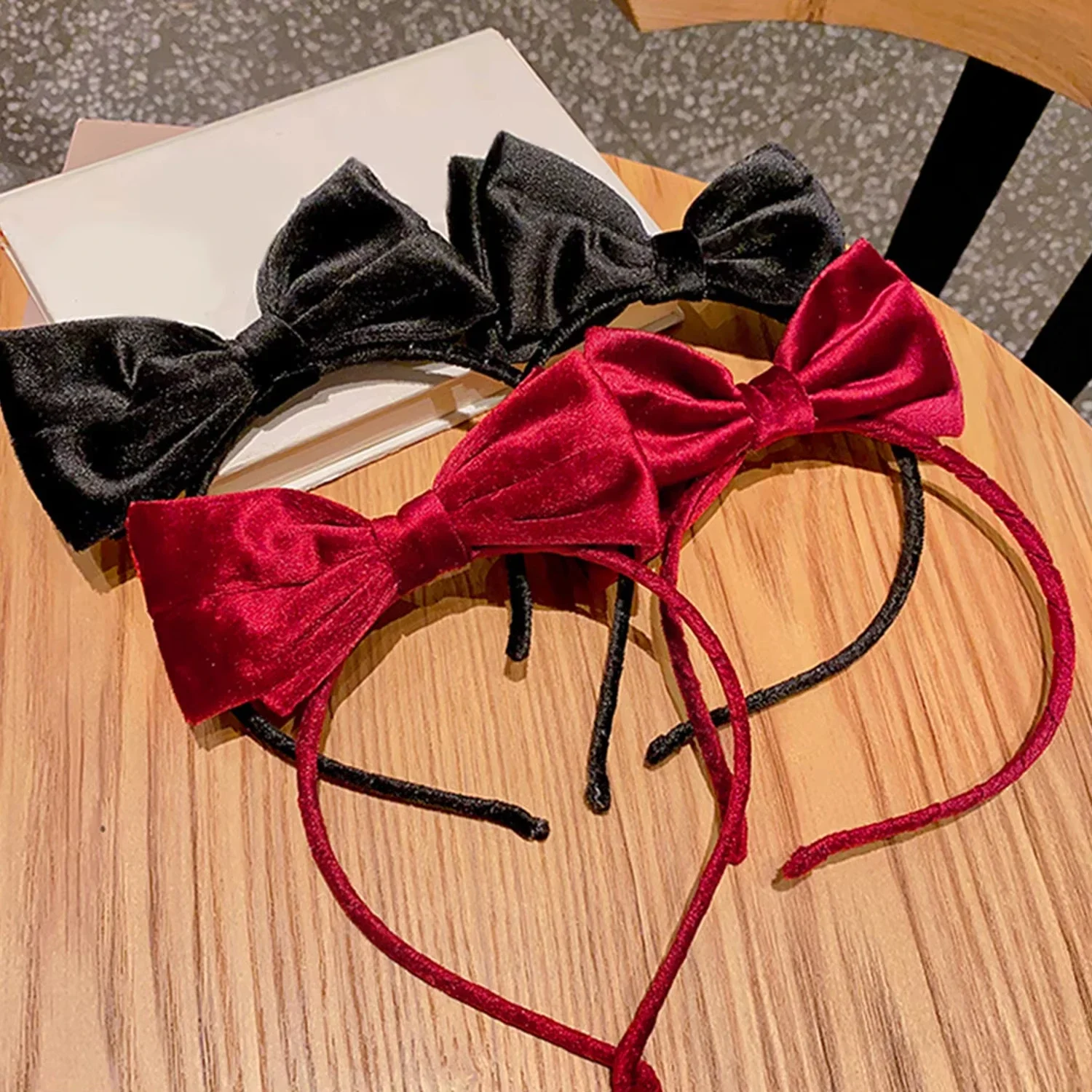 Sweet Bowknot Red Velvet Bow Headband for Girls Hair Hoop Kids Cute Hair Band Children Hair Accessories Gift