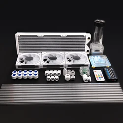 Syscooling RGB 조명 펌프용 화이트 PC 수냉 키트, 인텔 및 AMD CPU 워터블록 360 라디에이터
