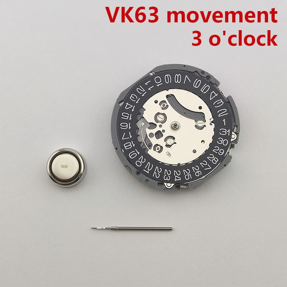 

watch movement vk63 Movement Date At 3 O'clock Chronograph Watch Movement watch parts with Battey For VK63 Quartz Watch