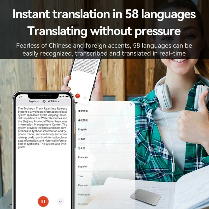 AI Chatgpt-4O مسجل صوت ذكي 64 جيجابايت 59 جهاز ترجمة اللغة AI مسجل صوت الإملاء الصوتي