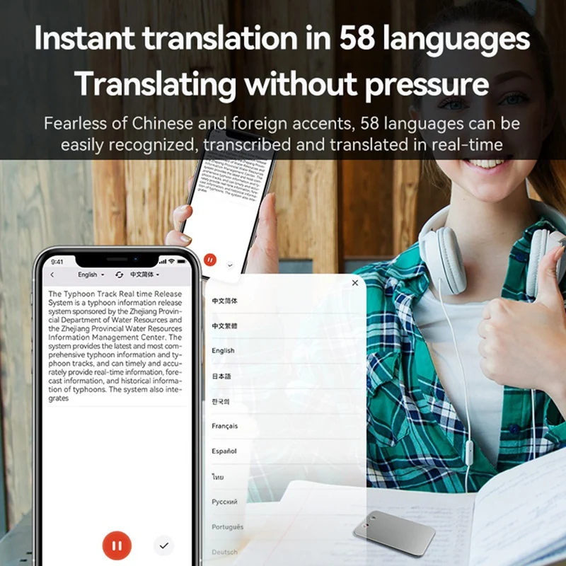 AI Chatgpt-4O Intelligent Voice Recorder 64GB 59 Language Translation Device AI-Powered Voice Recorder Audio Dictaphone