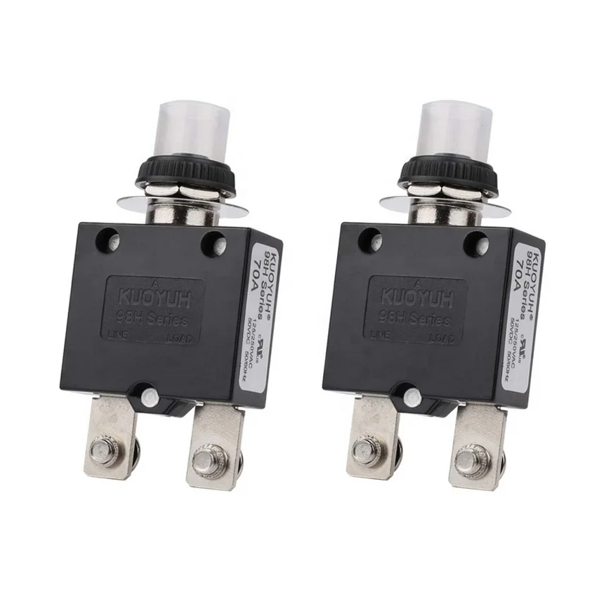 KUOYUH 98h Series Mini Automatic Circuit Breaker Manual Reset Overload Protector Switch with Straight Nail 40A 80A Option