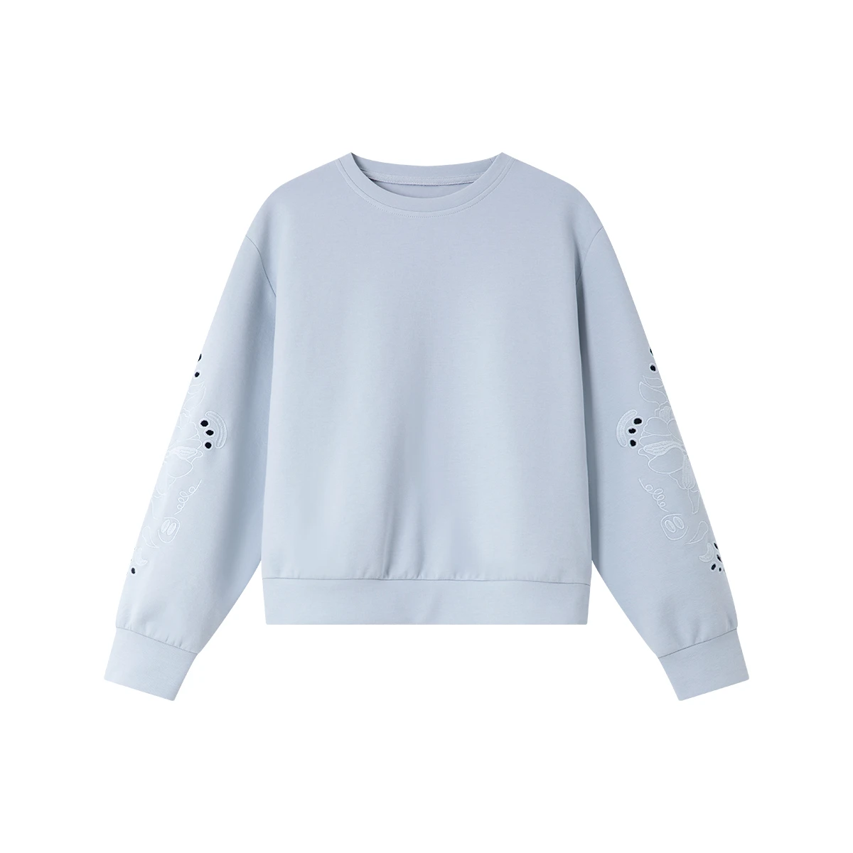 VIMLY Crew Neck Sweatshirt Women Spring 2025 Embroidered Hollow Out Loose Long Sleeve Top Female Pullover Woman Clothes A0685