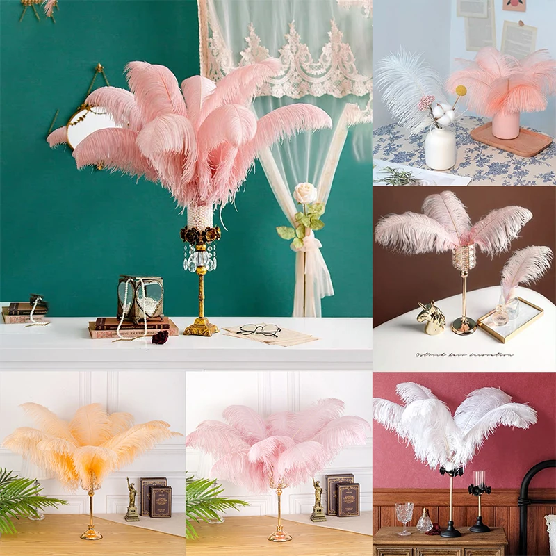 1pc 20-50cm Big Crafts Natural Ostrich Feathers Colorful Ostrich Feather Plumas Wedding Party Table Centerpieces Home Decoration