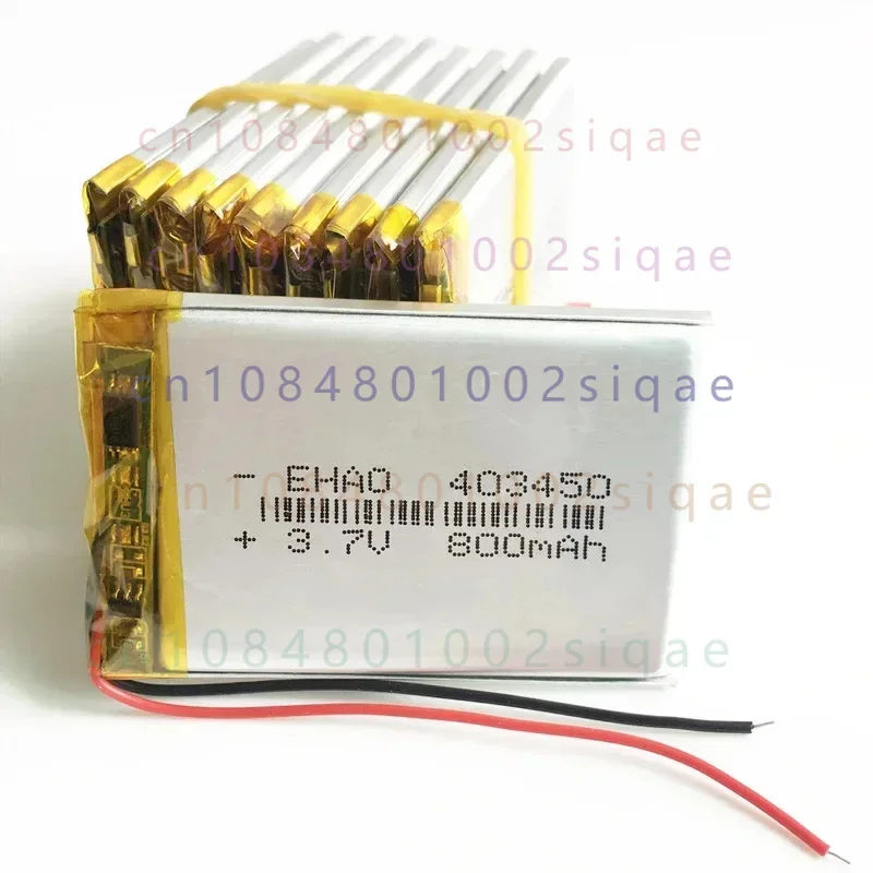 10 PCS 3.7V 800mAh 403450   Lithium Polymer LiPo Rechargeable Battery Cells For Mp3 DVD PAD Camera Recorder Bluetooth 4*34*50mm