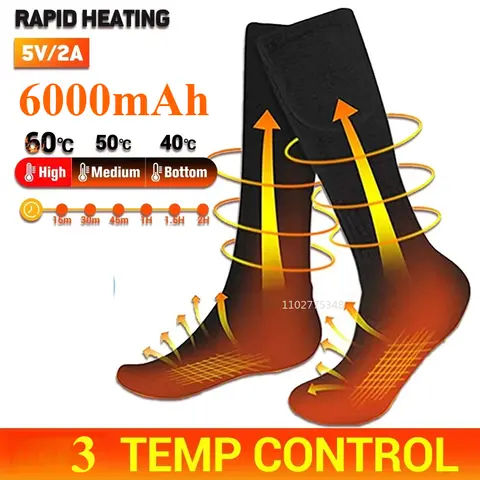 Heating Socks with Battery Usb Rechargeable Anti-Cold Men Thermal Heated Foot Warmer Outdoor Ski Sports Winter Foot Warm Socks