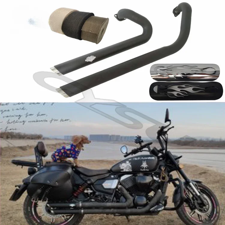 Suitable for Longjia V Road 250 V Balifan 250 modified retro VH exhaust, straight horseshoe vocal cord silencer