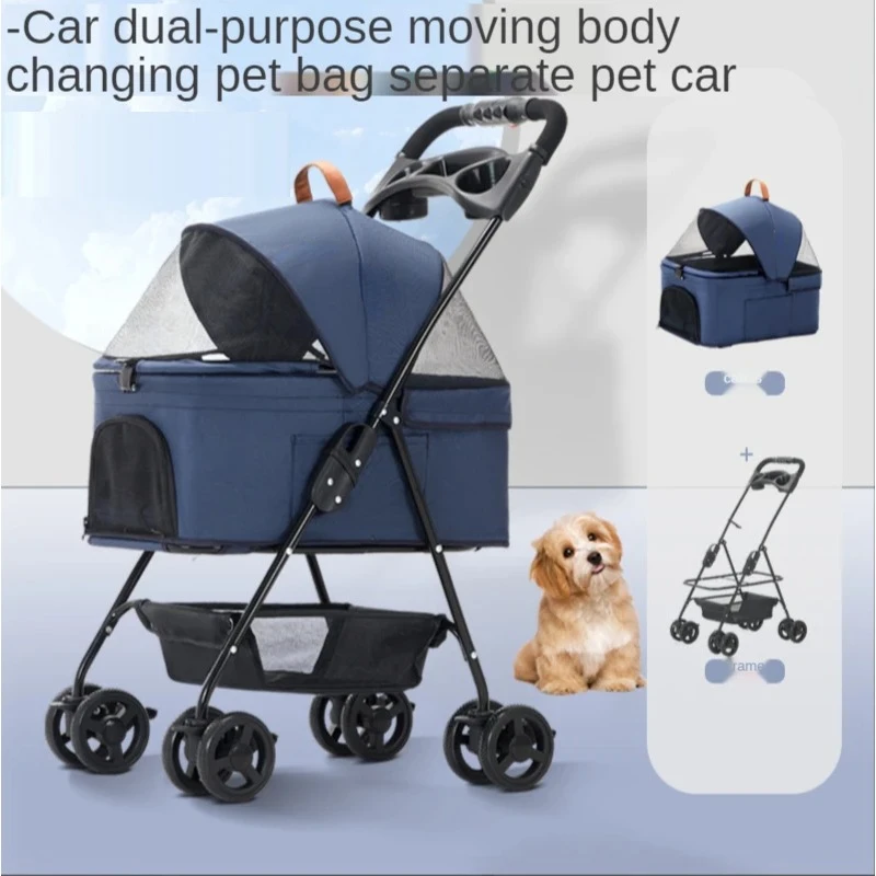 Pet Stroller for Dogs Cats Luxury Dog Carrier Strollers Breathable Travel Stroller Pushchair Separation Four Wheeled Strollers