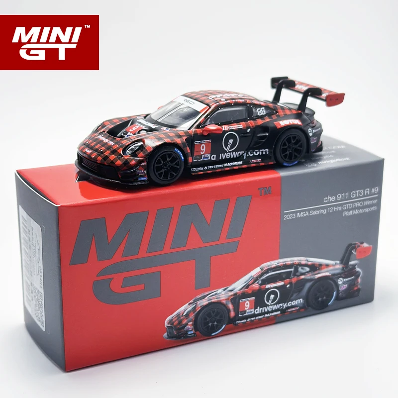 MINIGT 1:64 911 GT3 R #9 GTD PRO Pfaff 2023 Sebring 12 Hrs. Winner MGT alloy car model 770