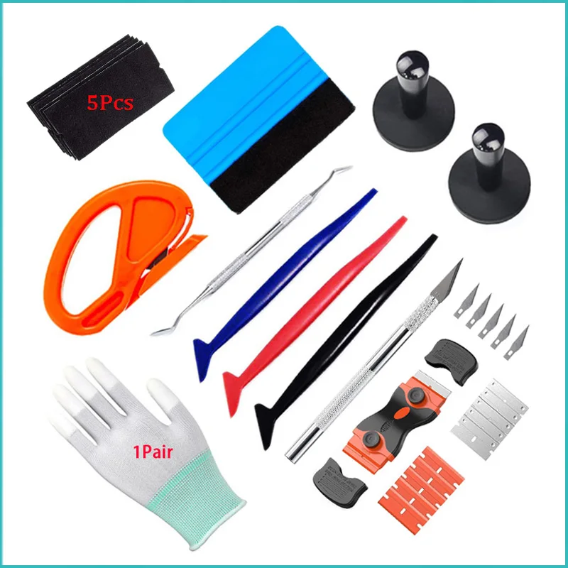 

Car Vinyl Wrap Tools Kit Felt Squeegee Wrapstick Hook Film Wrap Magnet Holders Knife Cutter Auto Window Tint Tools Vinyl Scraper