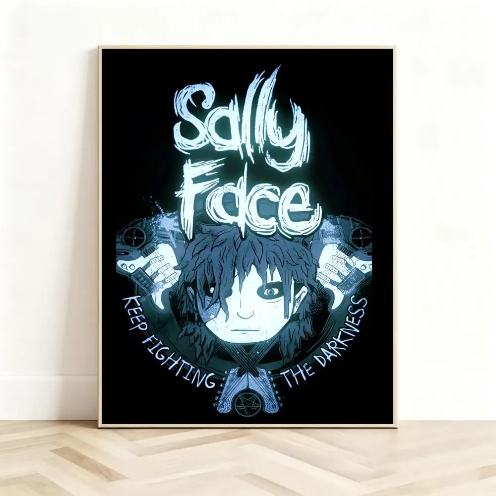 Mysterious Game S-Sally Face Poster Classic Self-Adhesive PP Wall Sticker for Living Room Bar Decor Gift