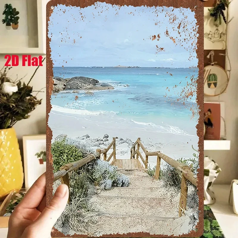 2D Flat Surface - 1 piece 2D [flat] metal sign vintage tin painting 