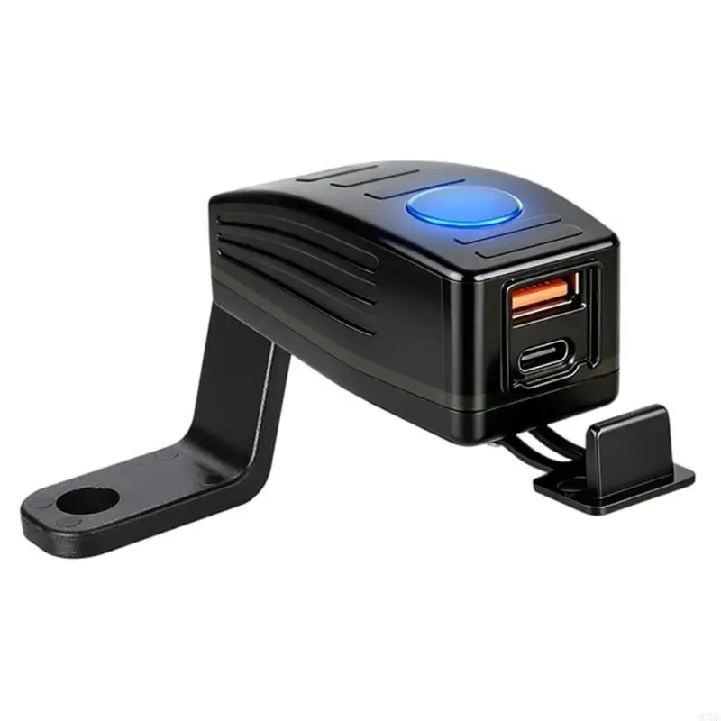 M76E Motorcycle Charging Port Type C & USB A 12V 24V Hardwired Two Port Power Unit for Phones Cameras & Navigation