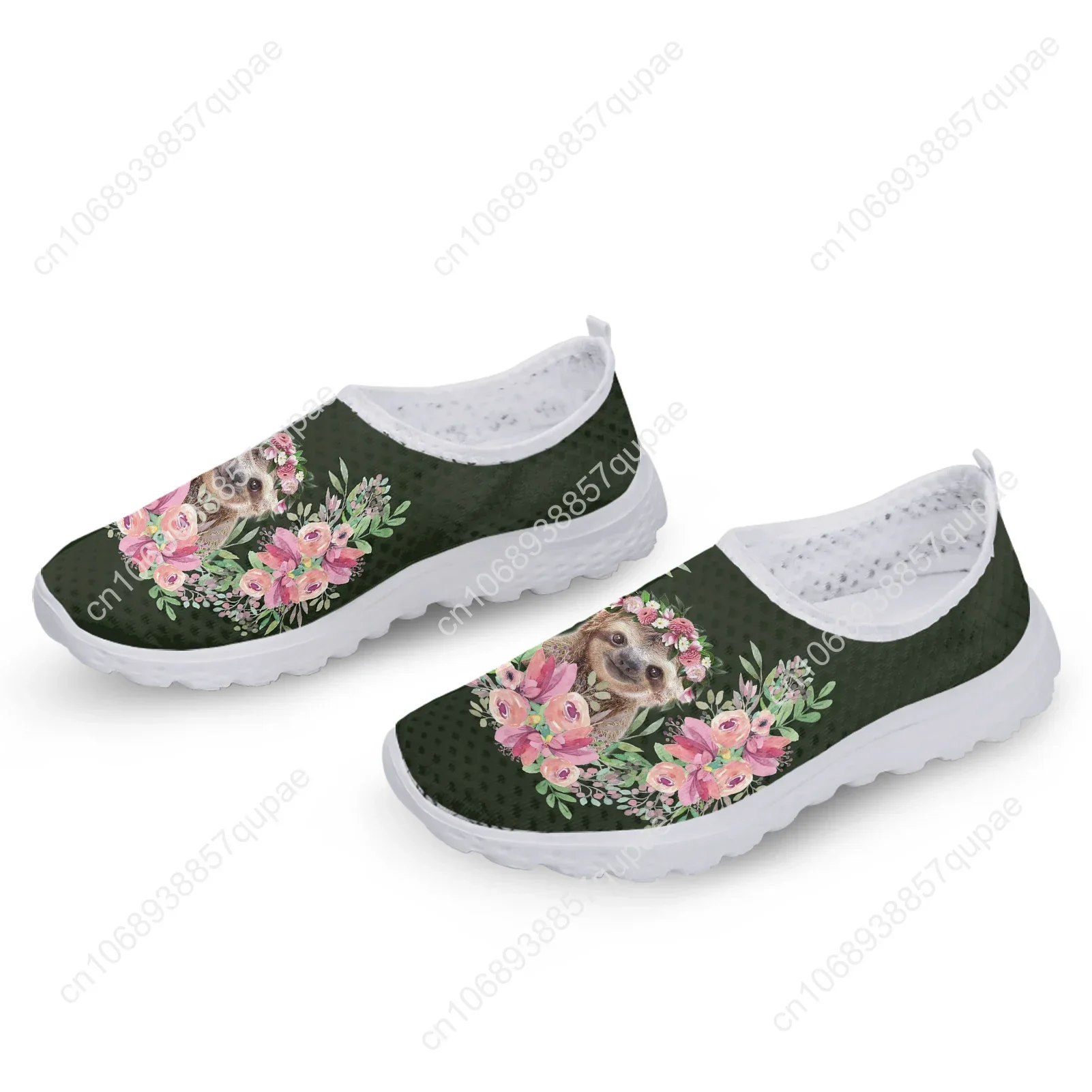 Cartoon Sloth Hibiscus Print Mesh High Quality Sneakers Women Men Teenager Casual Fashion Custom Made Tennis Flat Couple Shoes